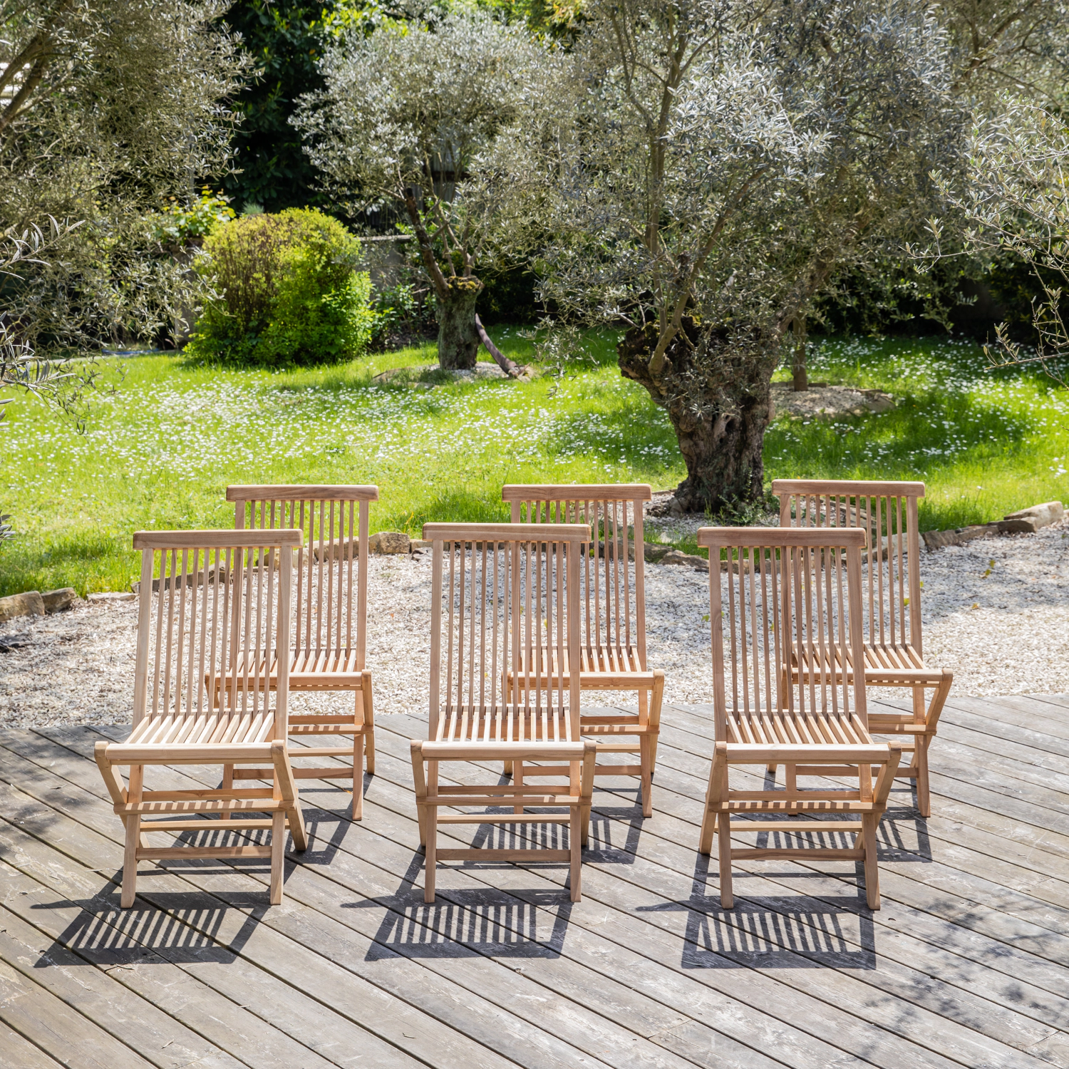 Conjunto de 6 cadeiras de jardim de teca LOMBOK